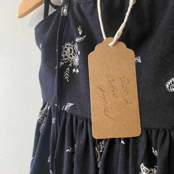 Handmade Children's Cotton Black White Floral Lace Tie Spaghetti Strap Dress - Picture 4 of 14